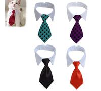 4PCS Cat Business Tie, Cats Necktie with Suit White Collar Adjustable, Cat Necktie Cat Tie, Adjustable Puppy Pets Formal Necktie Collars, Dog Ties with Suit White Collar (Set-c)