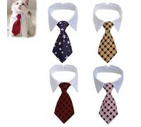 4PCS Cat Business Tie, Cats Necktie with Suit White Collar Adjustable, Cat Necktie Cat Tie, Adjustable Puppy Pets Formal Necktie Collars, Dog Ties with Suit White Collar (Set-e)