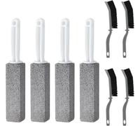 4Pcs Cepillo de Limpieza de Piedra Pómez con 4 Cepillos para Juntas, Limpiadora de Inodoro Profunda Inofensiva, Bloques con Mango para Baño, Cocina y Superficies Delicadas (8 Unidades)