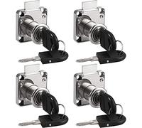 4PCS Cerradura para Muebles Cerradura de Seguridad de Leva de Aleación de Zinc Cerradura de Cajón de Armario de Cilindro con 8 Llaves Universal para Puerta Armario Buzón de Correo Cajón Hogar