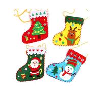 4pcs Christmas Crafts for Kids, Christmas Felt Crafts Christmas Diy Crafts Christmas Stocking Sewing Kits Felt Christmas Ornament Kits for Kids Girl B