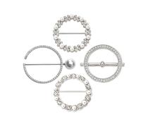4Pcs Clothes Corner Knotted Buttons Circle Decor Scarf Ring Clips T-shirt Ties Clips Shirt Tighten Clips para Mujeres Niñas Accesorios Decorativos(Silver)