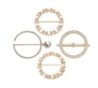 4Pcs Clothes Corner Knotted Buttons Circle Decor Scarf Ring Clips T-shirt Ties Clips Shirt Tighten Clips para Mujeres Niñas Accesorios Decorativos(Golden)