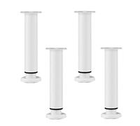 4pcs Cold Rolled Steel Cabinet Feet,Adjustable Height Table Legs,Round Tube Couch Legs,Metal Furniture Legs,Replacement Furniture Risers Legs,for Home DIY Projects, 12-18cm,White