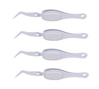 4PCS Curved Craft Tweezers, Metal and Plastic Reverse Grip Fine Tip Tweezer for Jewelry Making, Ergonomic Design Precision Tools with Non-Slip Handle for Crafting, Electronics Repa