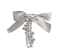 4pcs Cute Silver Elastic Hair Band Headwear Spring Summer Acetate Bow Bubble Braid Telephone Wire Scrunchie Ties(Big)