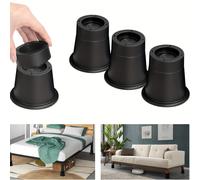 4pcs Elevadores de Cama Ajustables de Resistencia - Elevadores de Muebles Redondos de 2" y 3" para Mesas, Escritorios, Sofás - Soporta 6,000 lbs, Negro, Elevadores de Estructura de Cama, Sofá