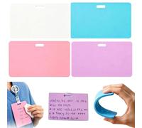 4PCS Erasable Badge Sticky Notes,Reusable Silicone Vertical Horizontal Badge Buddy,Ballpoint Pen Write & Alcohol Erasure,ID Card Badges Reel Notepad,Portable Quick Note Taking Pad for Nurse,Doctor (A)