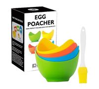4pcs Escalfador Huevos con Cepillo de Aceite, Cazador Furtivo de Huevos de Silicona, Huevo Poche Molde Antiadherentes, Tazas de Fabricación Huevos Escalfados para Vaporera, Microondas, Horno