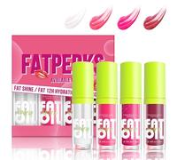 4Pcs Fat lip oil Lip Oil Set, Long Lasting Lip Oil Light Lip gloss Set, Glitter Liquid Lip Gloss, Moisturizing Tinted Lip Gloss Lip Plumper Lip Balm, High-Shine (Set A)
