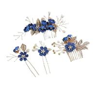 4pcs Flower Hair Combs Headdress Prom Bridal Wedding Pink Accessories Gold Leaves Jewelry(4PCS color1)