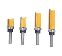 4Pcs Flush Trim Router Bit Set, 8mm Round Shank Woodworking Trimming Cutter Tool, Professional Grade C45 Steel Blade for Precise DIY Woodworking, Includes 4 Storage Boxes
