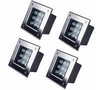 4PCS Foco Impermeable - Foco LED Empotrable En El Suelo, Proyector De Tierra Impermeable IP67, AC85-265V Foco Empotrable De Suelo LED Cuadrado Para Exteriores, Material De Acero Inoxidable(Yellow Ligh