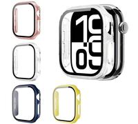 4pcs Funda Protector de Pantalla Vidrio Templado Compatible con Apple Watch SE 3/SE 2/SE/6/5/4 40mm,Protección Integral, Sensible al Tacto(Transparente, Rosa Dorada, Amarilla, Morada de Medianoche)