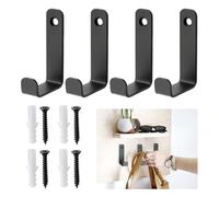 4pcs Ganchos Percheros Pared Negros,Ganchos Resistentes para Pared en Forma de J,Colgadores Pared de L, Perchas Pared Ganchos para baños, pasillos, salones,Colgar Ropa Toallas Llaves ,Inc 4 tornillos