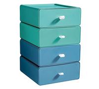 4PCS Gavetas Organizadoras Apilables, TIE-DailyNec Cajoneras Plastico, Cajonera Escritorio Sobremesa, Organizador Maquillaje Cajones para Oficinas, Tocadores, Baños, Escritorios (Azul y Verde)