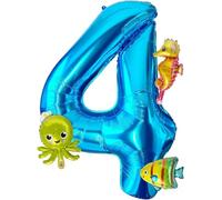 4Pcs Globos de Animales Marinos,Globos 4 Año Niño,Globos Cumpleaños 4 Año,Globos Cumpleaños Animales Marinos,Adecuado para Fiestas de Cumpleaños Infantiles, Fiestas Temáticas Del Océano