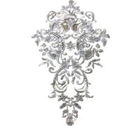 4Pcs Gold Ivory 42X28cm Lace Applique Big Neckline Collar Appliques Embroidery Trim Fabric Cloth Sewing Patchwork DIY Craft(Color1)