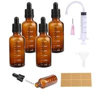 4pcs Goteros Cuentagotas 50ml Cuentagotas Cristal Cuenta Gotas Frasco Cuentagotas con Pipetas Cuentagotas y Escala con 10 Ayudas Para Aceite Esencial, Masaje,Fragancia, Aromaterapia,Laboratorio