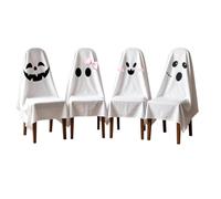 4PCS Halloween Ghost Chair Covers Spooky Face Slipcovers 120x200 cm, C