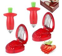 4Pcs Herramienta y Cortador de Fresas, Descorazonador de Tallos y Hojas de Frutas, Cortador de Frutas Aparato de Cocina Para Verduras,Piñas,Tomates,Cortadores de Fresas Para Hornear, Hacer Mermeladas