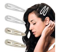 4PCS Horquillas de pelo mujer,Damas Pasador de diamantes de imitación,Pasador de cristal clips pelo mujer (Plata、oro)