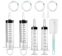 4pcs Jeringa Grande con Tubo, 100ml 60ml Jeringa de Plastico Sin Aguja, Jeringe de Líquido Reutilizable, Jeringas de Medición de Líquidos con Manguera de 1m para Laboratorios Científicos