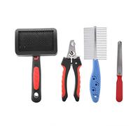 4PCS Juego de peine para cortaúñas para mascotas, peine de nudo abierto Peine recto Cortaúñas Kit de aseo para pulidora de uñas para perros y gatos