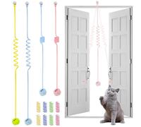 4pcs Juguetes Interactivos para Gatos, Juguete Colgante Retráctil para Gatos para Marco de Puerta, Juguete para Gatos Colgante, con Juguetes de Gatos Muelles, Alivie Estrés y Ansiedad para Mascotas