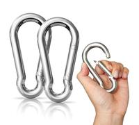 4pcs Karabinerhaken Edelstahl 8 x 80mm, LISOPO Groß Karabiner mit Schnappverschluss belastbar Karabinerhaken Premium-Qualitätsstahl für alle Zughilfen und Griffe mit Einer Öse