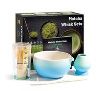 4PCS Kit de Ceremonia Japonesa de Matcha, Cuchara de Bambú, Cuchara de Bambú, Soporte para Batidor, Set de Regalo de Matcha para la Ceremonia del Té, Beber