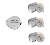 4pcs Lupa de Joyero Profesional Cabeza Plegable,Ideal para Relojero, Conocedor de Monedas y Sellos,Lupa de Bolsillo Plegable, 30 Aumentos, para Leer Monedas, Diamantes, Joyas y Sellos,30 Aumentos.