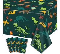 4Pcs Manteles de dinosaurios - 130 x 220cm Mantel Temático Fósiles de Dinosaurio, Rectangular Dinosaurio Decoraciones de mesa para niños Baby Shower Dinosaurio Fiesta de Cumpleaños Suministros