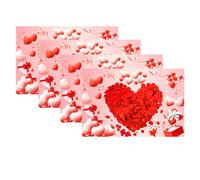 4PCS Manteles Individuales de Corazón de Amor, Rojo Salvamanteles Individuales con Estampado de Pétalos de Rosa, Mesa de Comedor Cocina Fiesta Casa Decoración para San Valentín Aniversario Boda