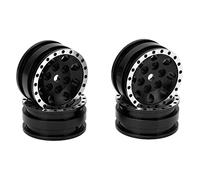 4pcs Metal 8 Round Hole Wheel Hub Rims for Axial SCX24 1/24 Remote Control Climbing Car (Black)