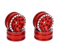 4pcs Metal 8 Round Hole Wheel Hub Rims for Axial SCX24 1/24 Remote Control Climbing Car (Red)