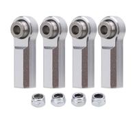 4PCS Metal Ball Joint Alloy for 1/10 RC Car, 7.0mm Diameter M4 Thread Straight Ball Joint Head with Nuts, Compatible Replacement for RC Model Car Steering Suspension System (Plata)