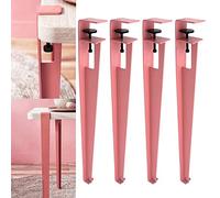 4Pcs Metal Table Clamp Legs,Adjustable Coffee Table Legs,F-Shape Dining Desk Foot,Iron Workbench Support Legs,DIY Bar Legs,No Punching Design,with Adjustable Feet (76cm(30in),Pink)