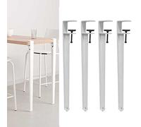 4Pcs Metal Table Clamp Legs,Adjustable Coffee Table Legs,F-Shape Dining Desk Foot,Iron Workbench Support Legs,DIY Bar Legs,No Punching Design,with Adjustable Feet (40cm(16in),White)