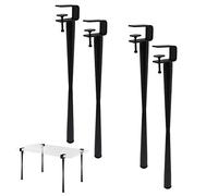 4Pcs Metal Table Legs,Removable F-Shape Adjustable Table Clamps Leg,for Desk Coffee Table,Furniture & Console Table,No Punching Design to Protect The Desktop(17.7in,Black)