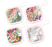 4PCS Mini Cajas de Contenedores, Cajitas Organización Portátiles Cajas de Almacenamiento para Elásticos del Pelo, Accesorios, Pastillas, Llaves, Joyas y Artículos de Aseo 3.74 x 3.74 x 1.18in