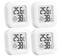 4PCS Mini Higrómetro Digital Casa y Termómetro Interior, Monitor de Temperatura y Humedad Ambiente, Medidor Preciso con Pantalla LCD, Batería de Larga Duración, Ideal para Oficina, Hogar, Reptiles