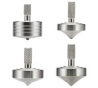 4PCS Mini peonza de Metal, Reduce el estrés, Juguetes para el TDAH, Equilibrio, mecanizado CNC de precisión a Partir de un Bloque sólido de Acero Inoxidable 304 (4PCS Plata Estilo 1+ 2+ 3+ 4)