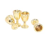 4Pcs Miniature Champagne Wine Glas, Mini Bottles Dollhouse Champagne Set Simulation Miniature Glasses Cups for 1:12 Accessories (4 Gold)