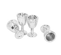 4Pcs Miniature Champagne Wine Glas, Mini Bottles Dollhouse Champagne Set Simulation Miniature Glasses Cups for 1:12 Accessories (4 Silver)
