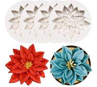 4PCS moldes de silicona con forma de hoja de acebo de Navidad, Molde de silicona para velas navideñas con motivos florales, para chocolate, tartas, fondant, galletas, jabón, hornear