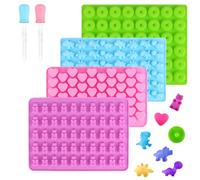 4PCS Moldes De Silicona Para Gominolas y Caramelos - Diseño De Ositos y Corazones Para Chocolates