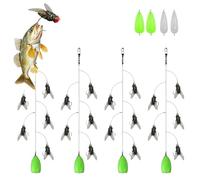 4pcs Multi-Hook Artificial Fly Fishing Lure Set, Quick Strike Fly Bait, 3 5 7 Bionic Fly Fishing Bait with 2 Throwing Aids. for All Kinds of Fish (5 Hooks,S)