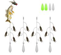 4pcs Multi-Hook Artificial Fly Fishing Lure Set, Quick Strike Fly Bait, 3 5 7 Bionic Fly Fishing Bait with 2 Throwing Aids. for All Kinds of Fish (3 Hooks-B,M)