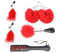 4PCS Muñequera de Peluche Accesorio de Juego con Látigo de Cuero para Interior-B218ES